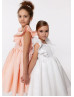 Flutter Sleeves Satin Tea Length Flower Girl Dress Flutter Sleeves Satin Tea Length Flower Girl Dress